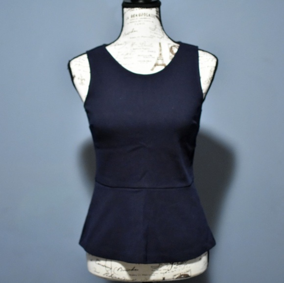 SOLD - J. Crew Factory Navy Ponte Peplum Tank Top - Picture 2 of 7